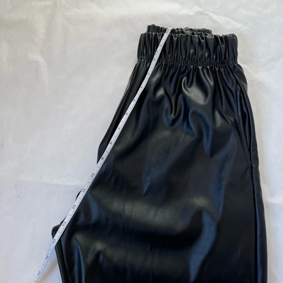 Storets Faux leather jogger black pants trousers elastic high waist size m - Picture 8 of 12